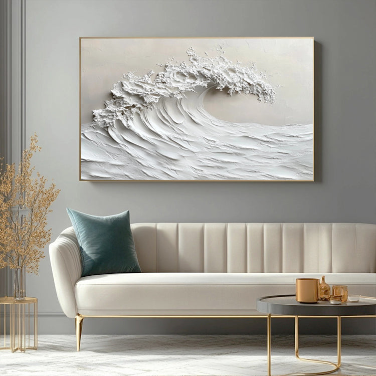 Abstract Sea Wave Art in Warm Beige and Soft Ivory # SMC 051