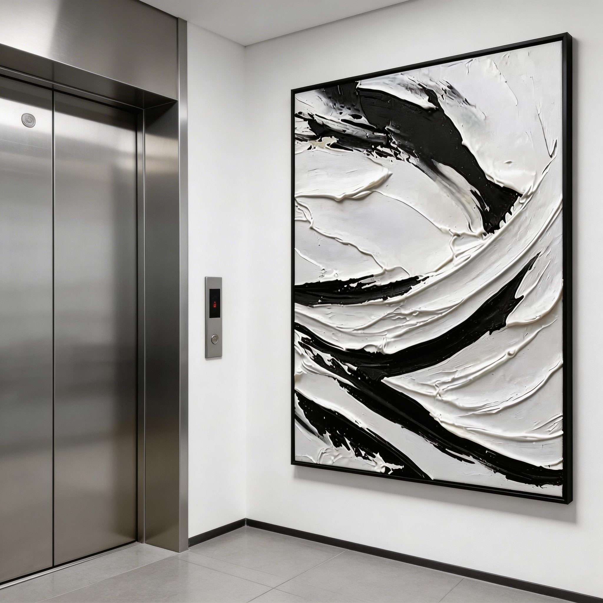 Black and white Minimalist Abstract Painting #SMC 005