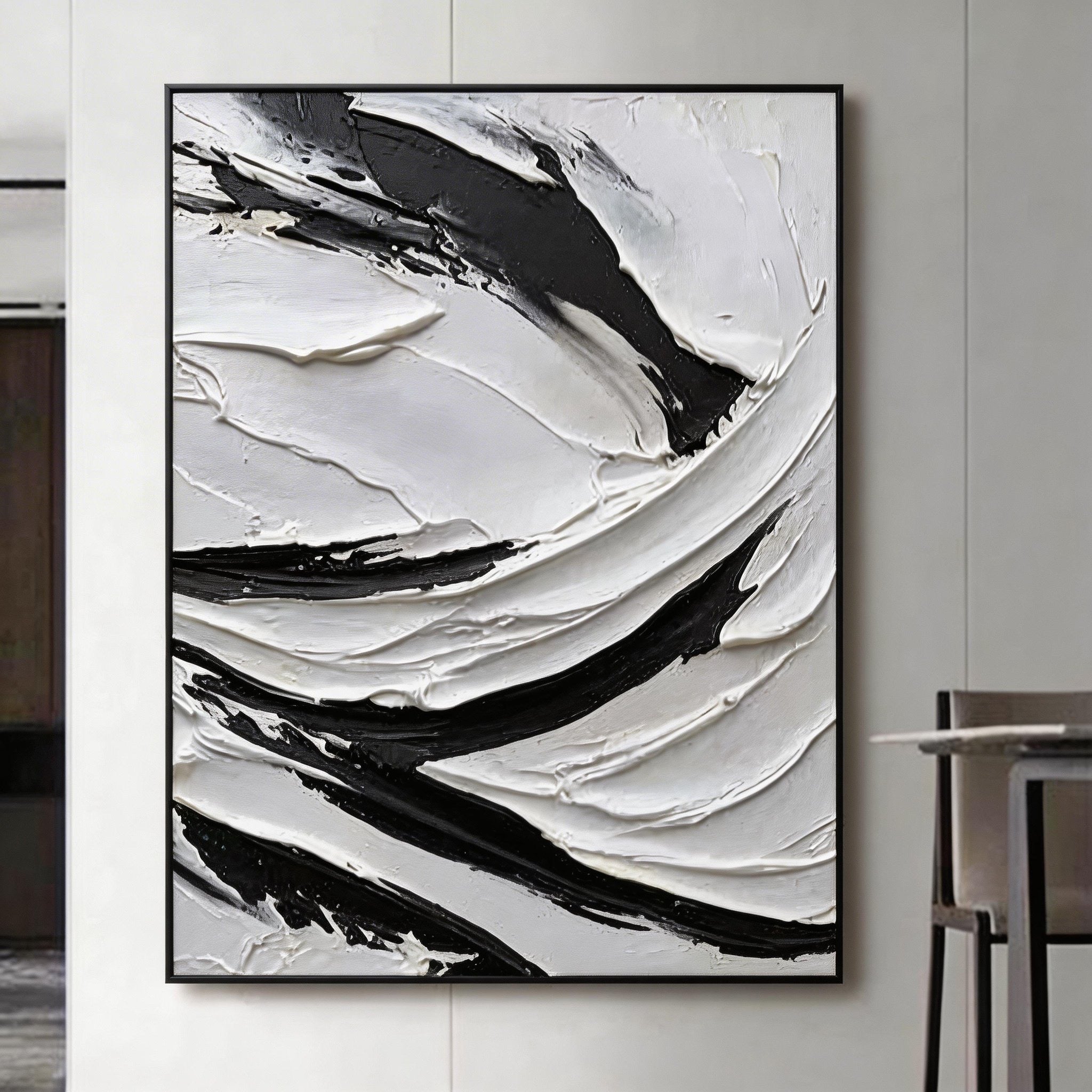 Black and white Minimalist Abstract Painting #SMC 005