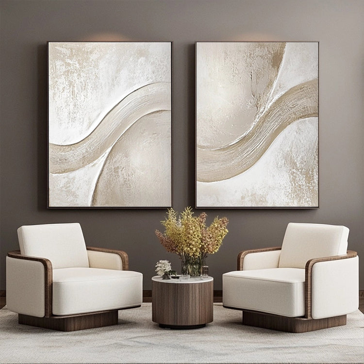 Gray Diptych Abstract Oil Painting # SMC 050