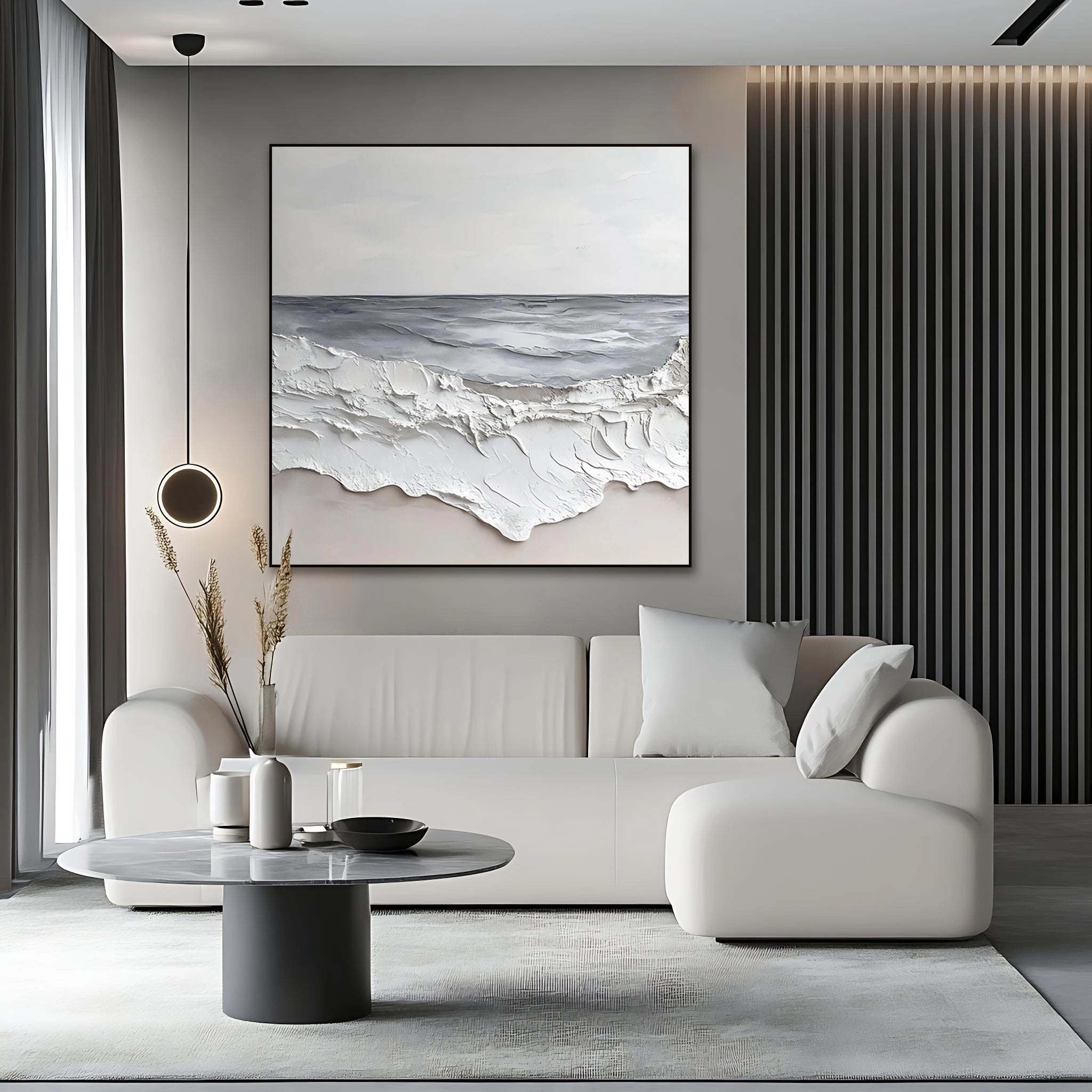 Abstract art painting in beige and gray  SMC 090