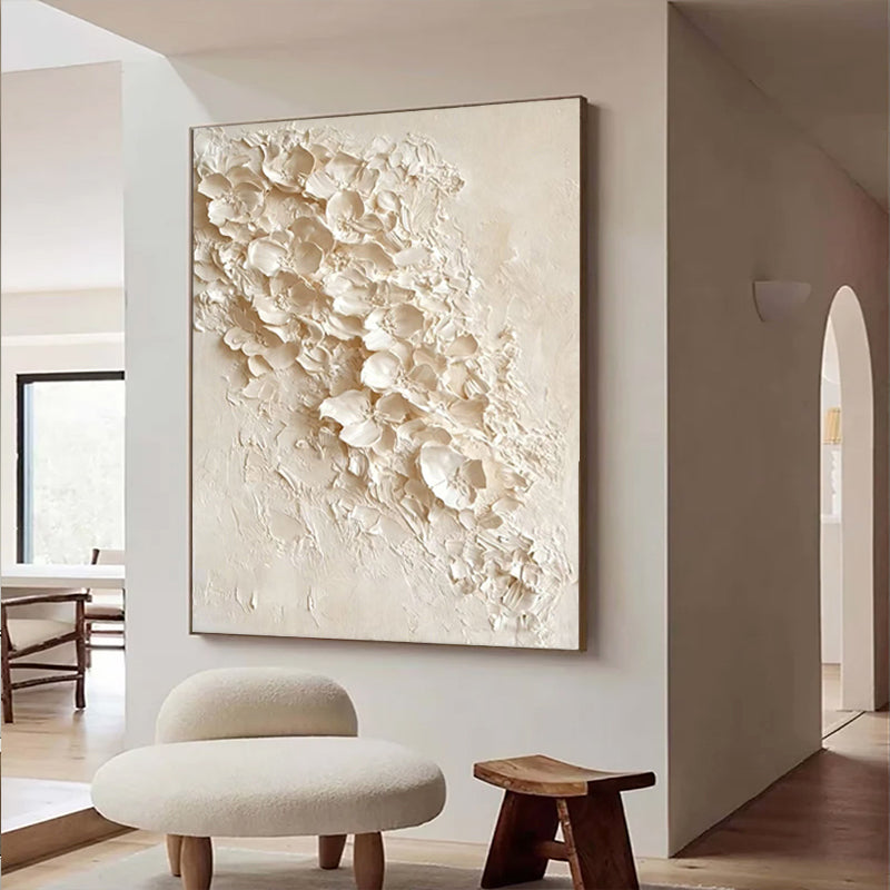 Hand-painted Beige Textured Flora, Minimalist Style  SMC 070