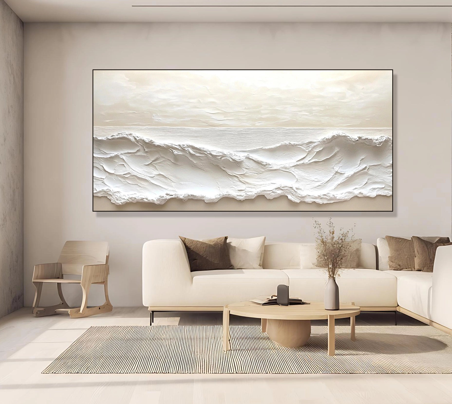 Contemporary Minimalist Seascape with Impasto Waves SMC 084