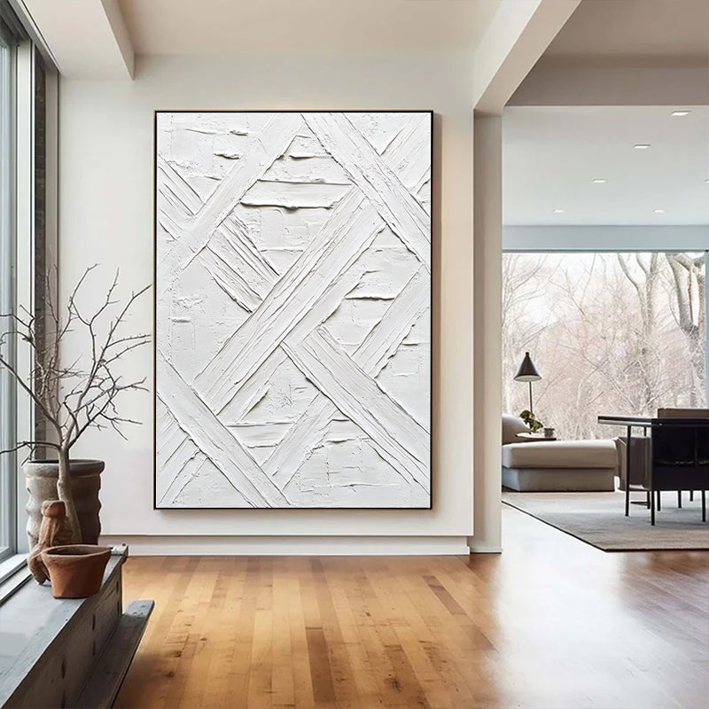 Pure white textured abstract art painting SMC 068