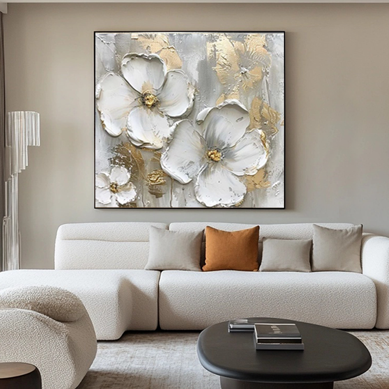 Thick texture square hand-painted oil painting for living room and hallway art decoration SMC 063