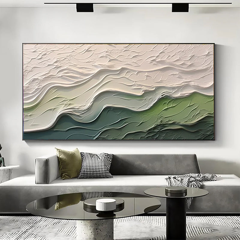 Light Green Abstract Wave Painting # SMC 037