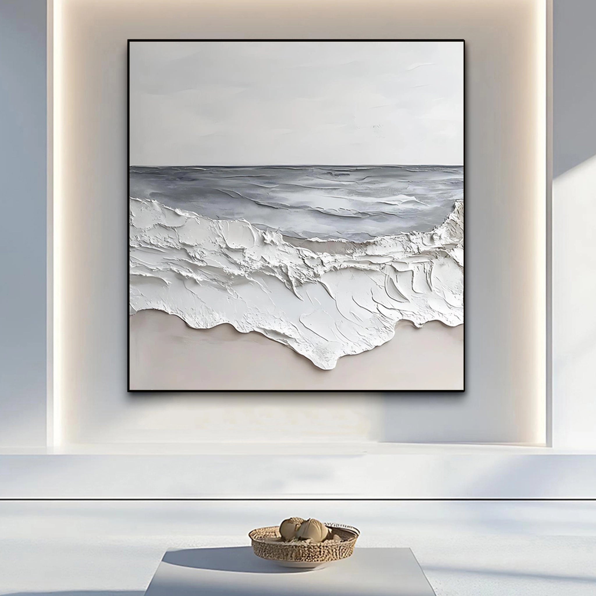 Abstract art painting in beige and gray  SMC 090
