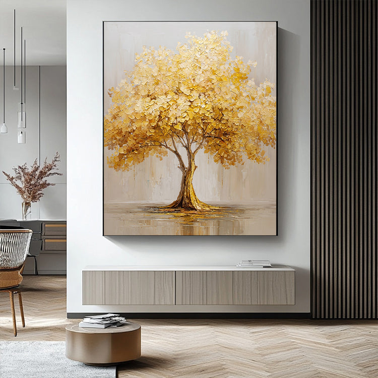Brown and Gold Tree Oil Painting Art # SMC 048