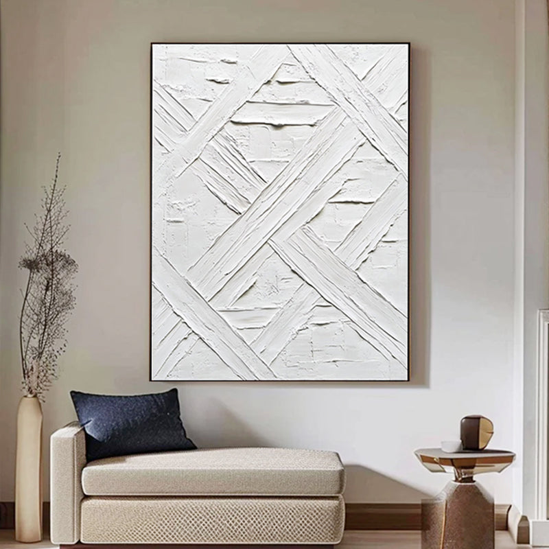 Pure white textured abstract art painting SMC 068