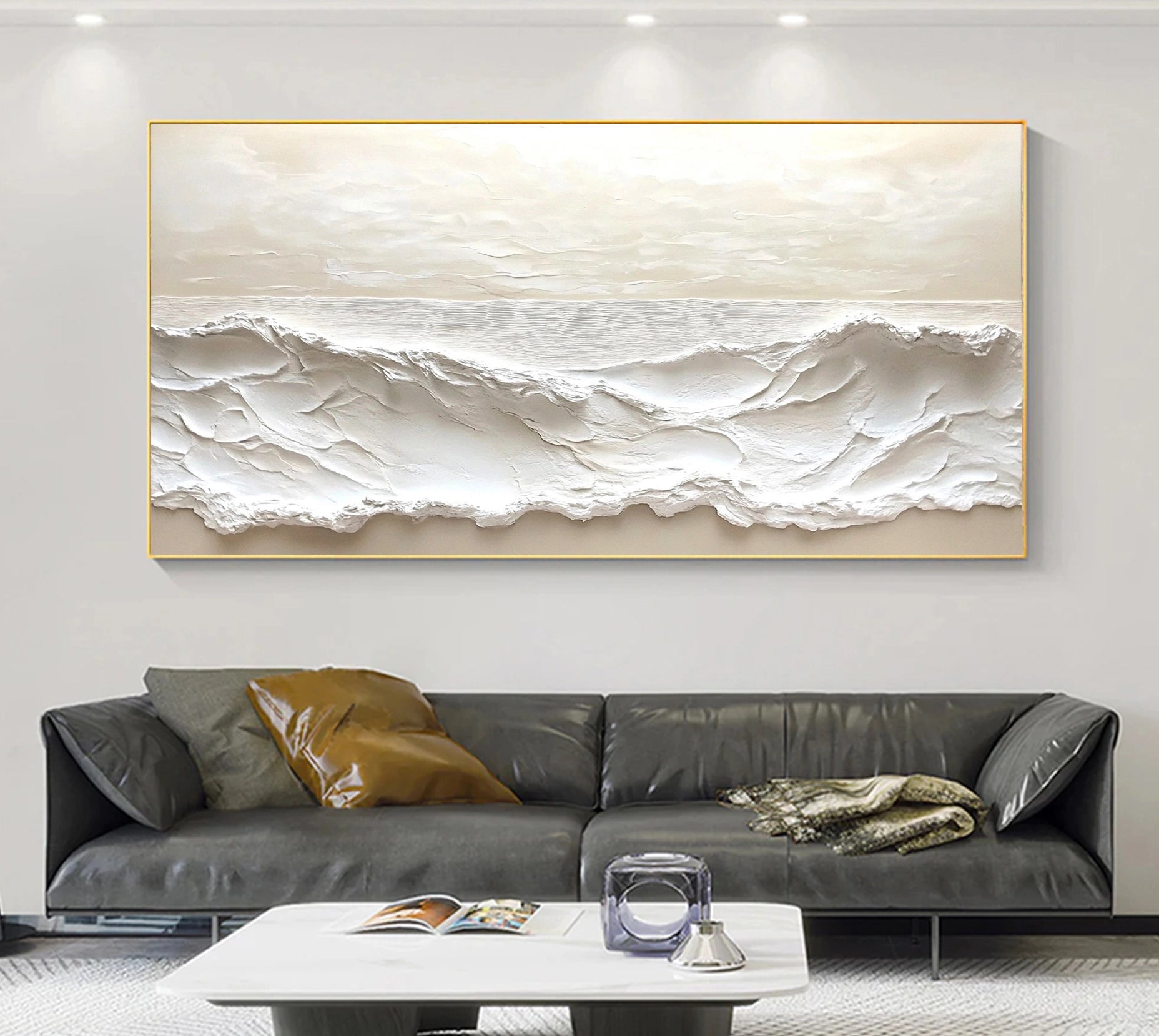 Contemporary Minimalist Seascape with Impasto Waves SMC 084