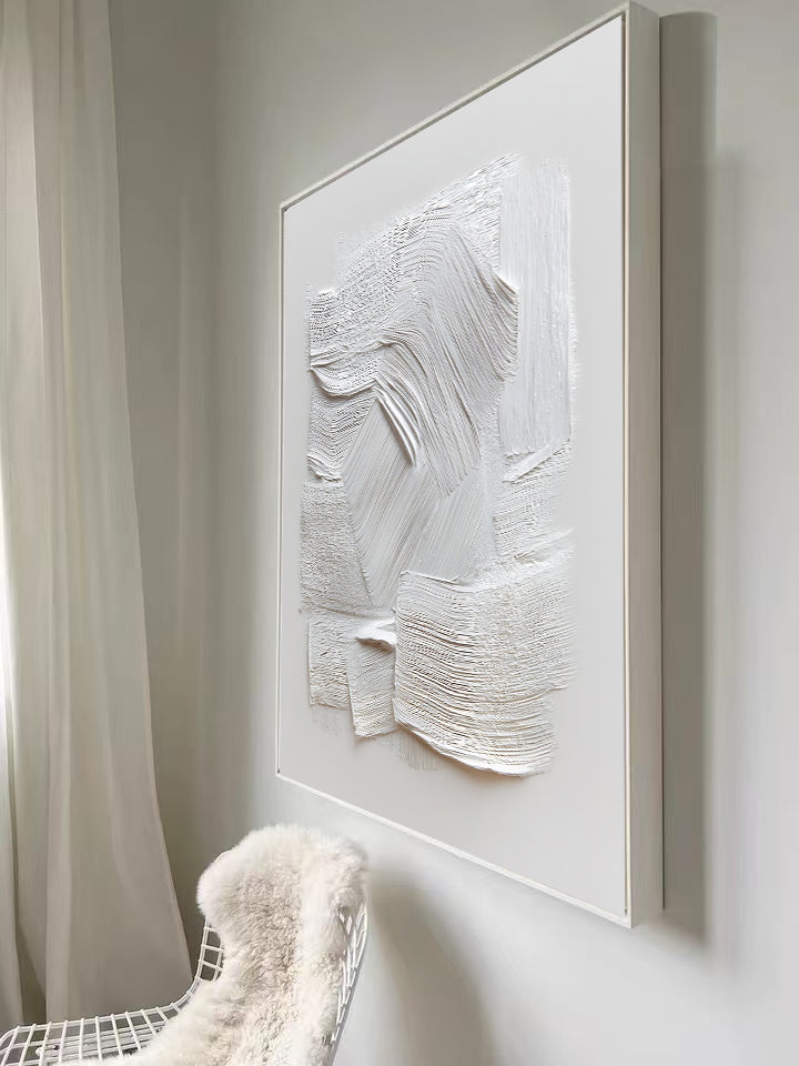 Abstract modernist painting with a pure white base SMC 077