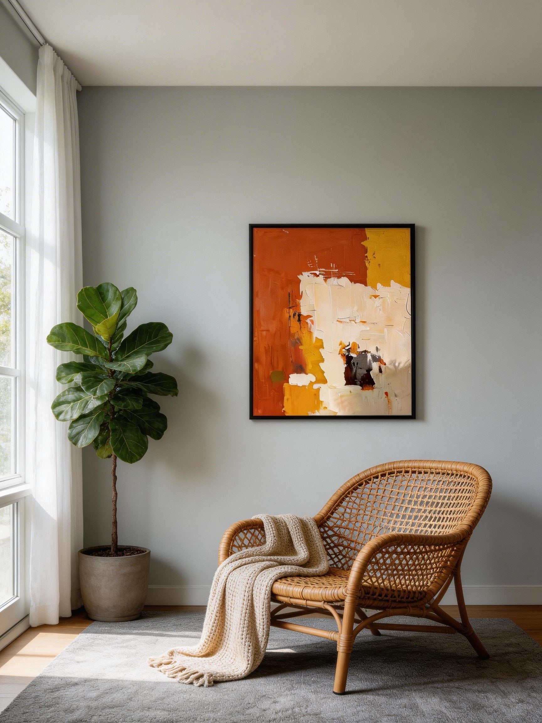 Abstract Oil Painting on Heavy Canvas Minimalist Abstract Painting #S M C 007