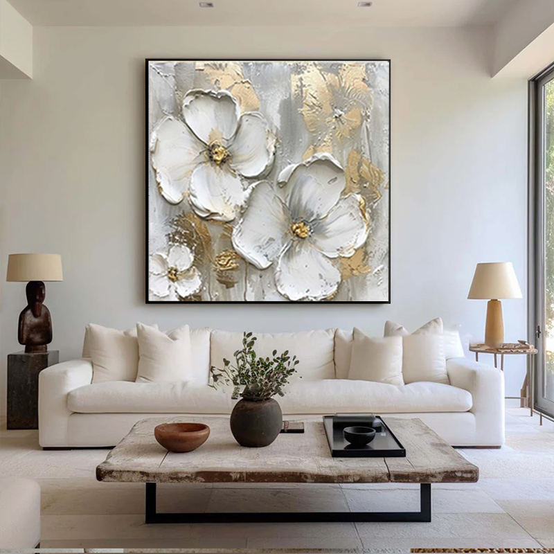 Thick texture square hand-painted oil painting for living room and hallway art decoration SMC 063