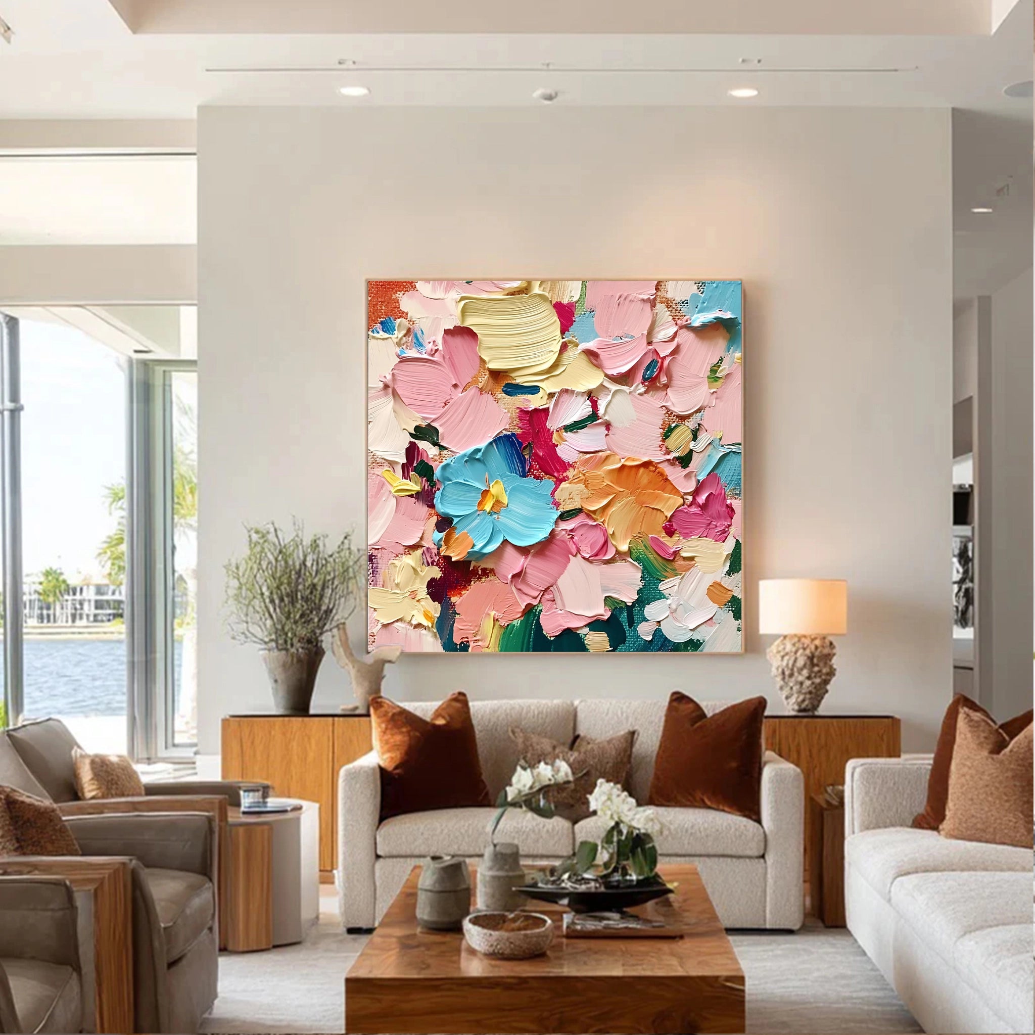 Contemporary Oil Painting of Colorful Flowers with Rich Texture  SMC 096
