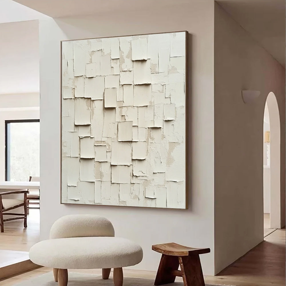 Beige Abstract Color Block Oil Painting # SMC 043