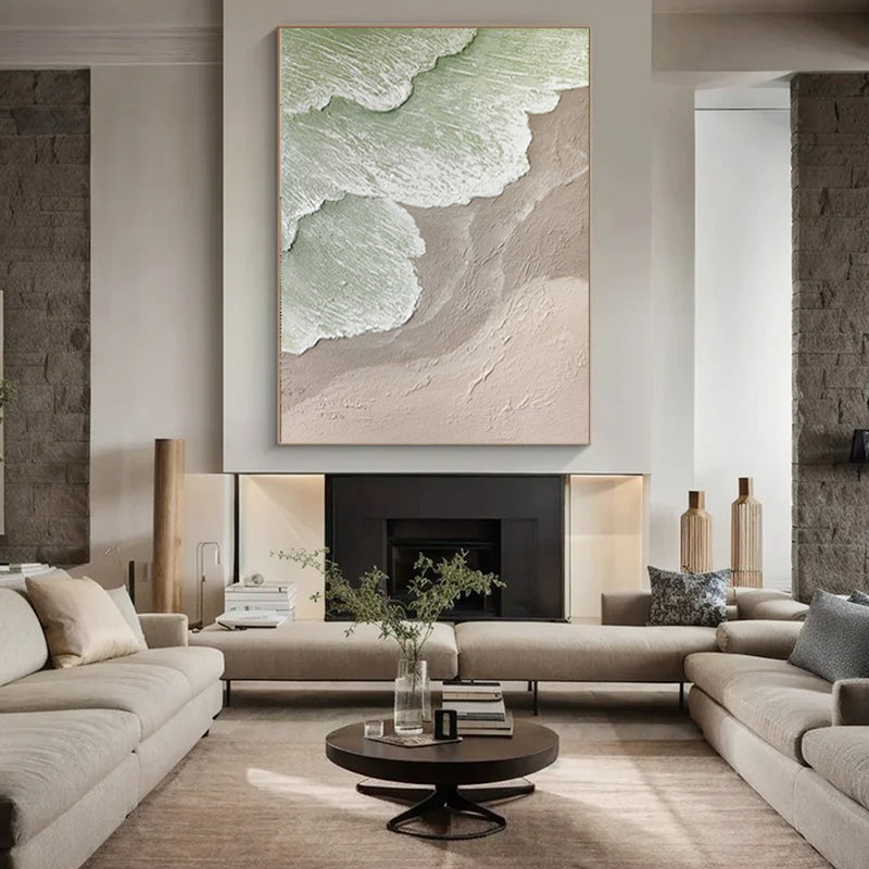 Minimalist Light Green Heavy Texture Wall Art  # SMC 031