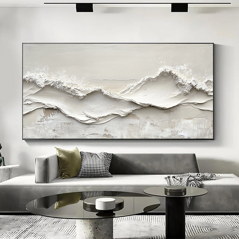 Contemporary impasto style texture art painting in beig SMC 078