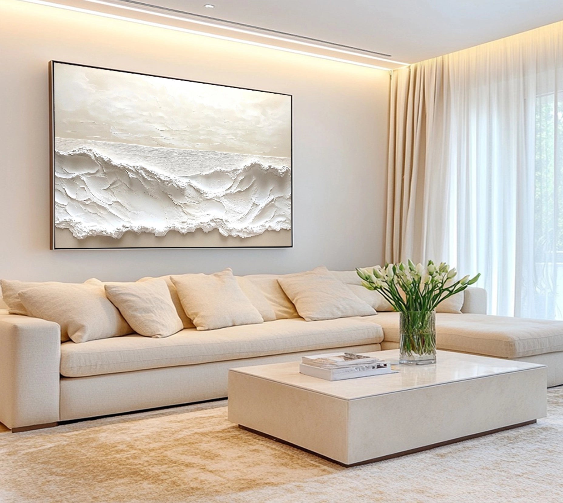 Contemporary Minimalist Seascape with Impasto Waves SMC 084
