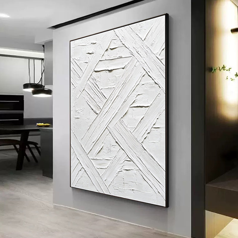 Pure white textured abstract art painting SMC 068