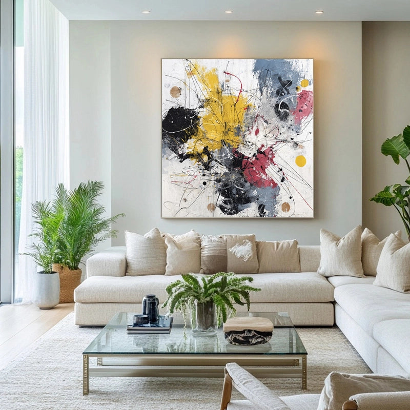 Contemporary abstract color art painting square  SMC 083