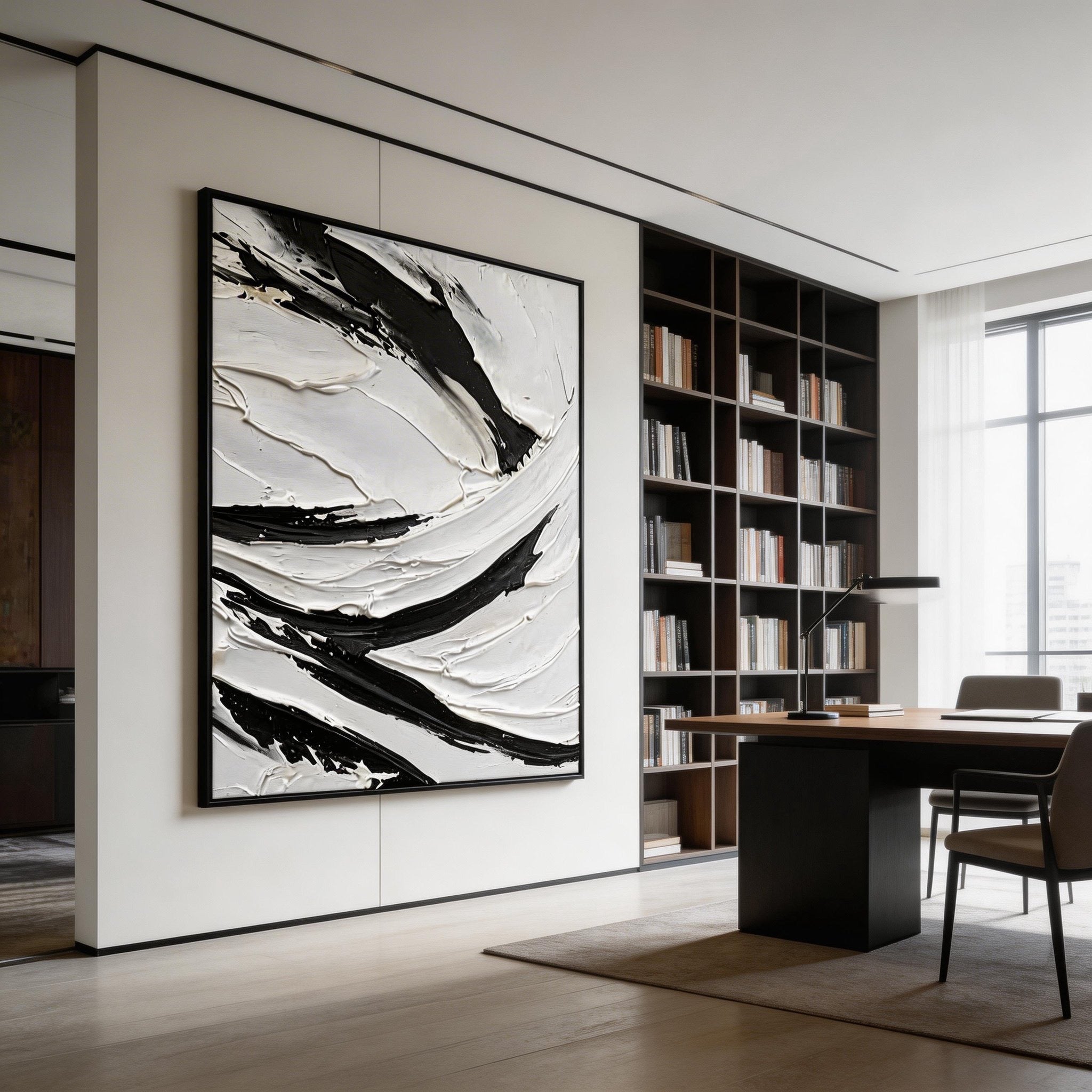 Black and white Minimalist Abstract Painting #SMC 005