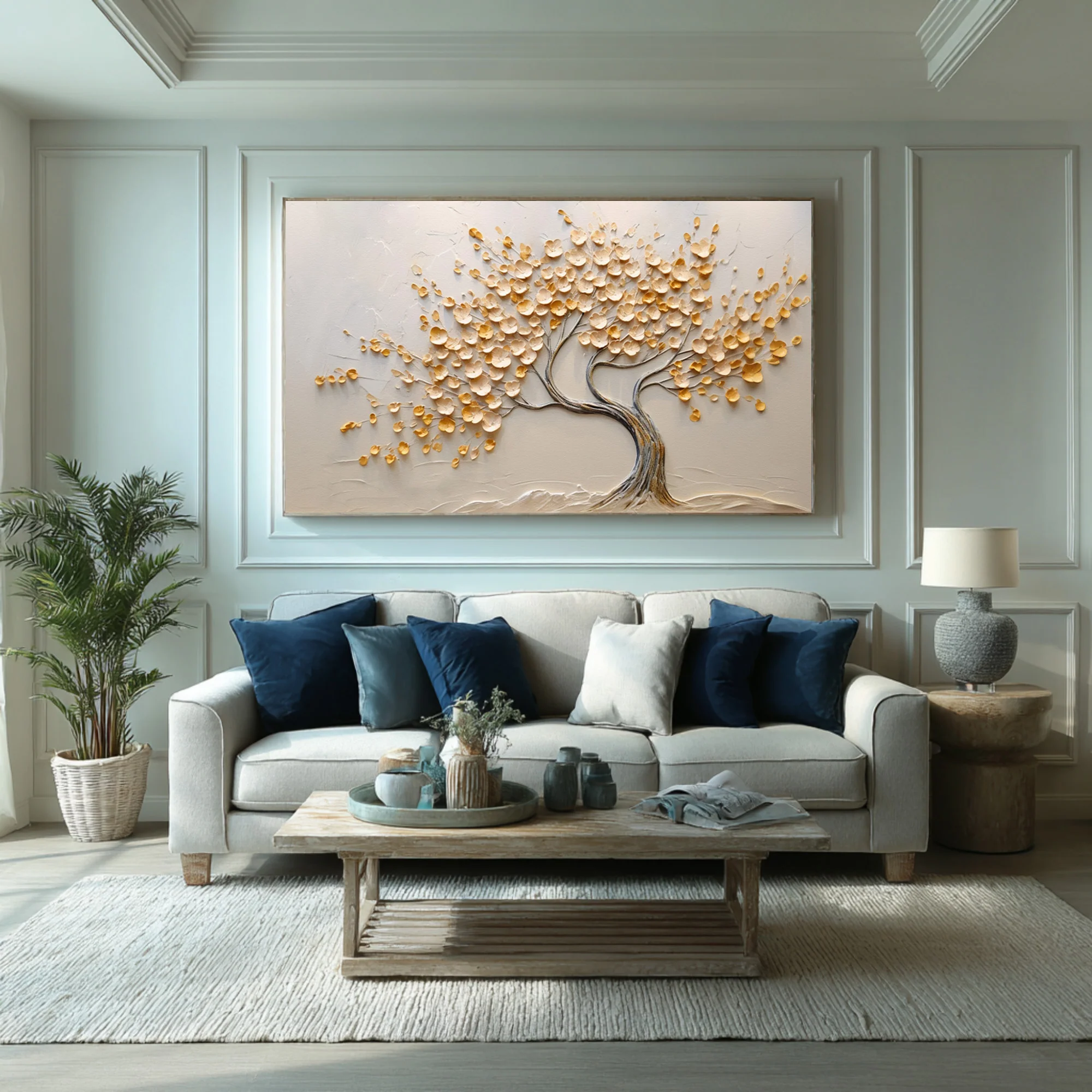 Gold Money Tree Oil Painting Thick Textured Canvas Art # SMC 038