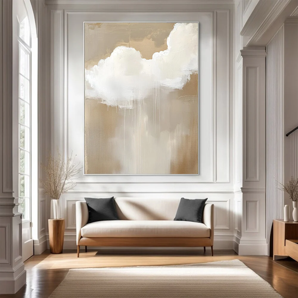Beige and Cloud Abstract Art Painting # SMC 039
