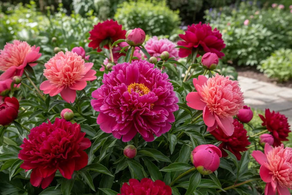 继续生成，需要牡丹花丛，其中一朵牡丹花在中心，