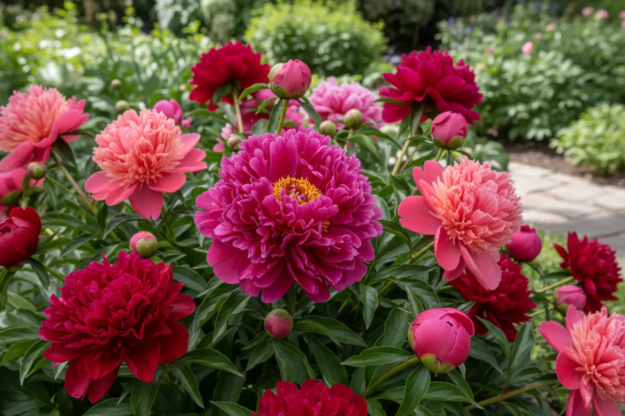 继续生成，需要牡丹花丛，其中一朵牡丹花在中心，