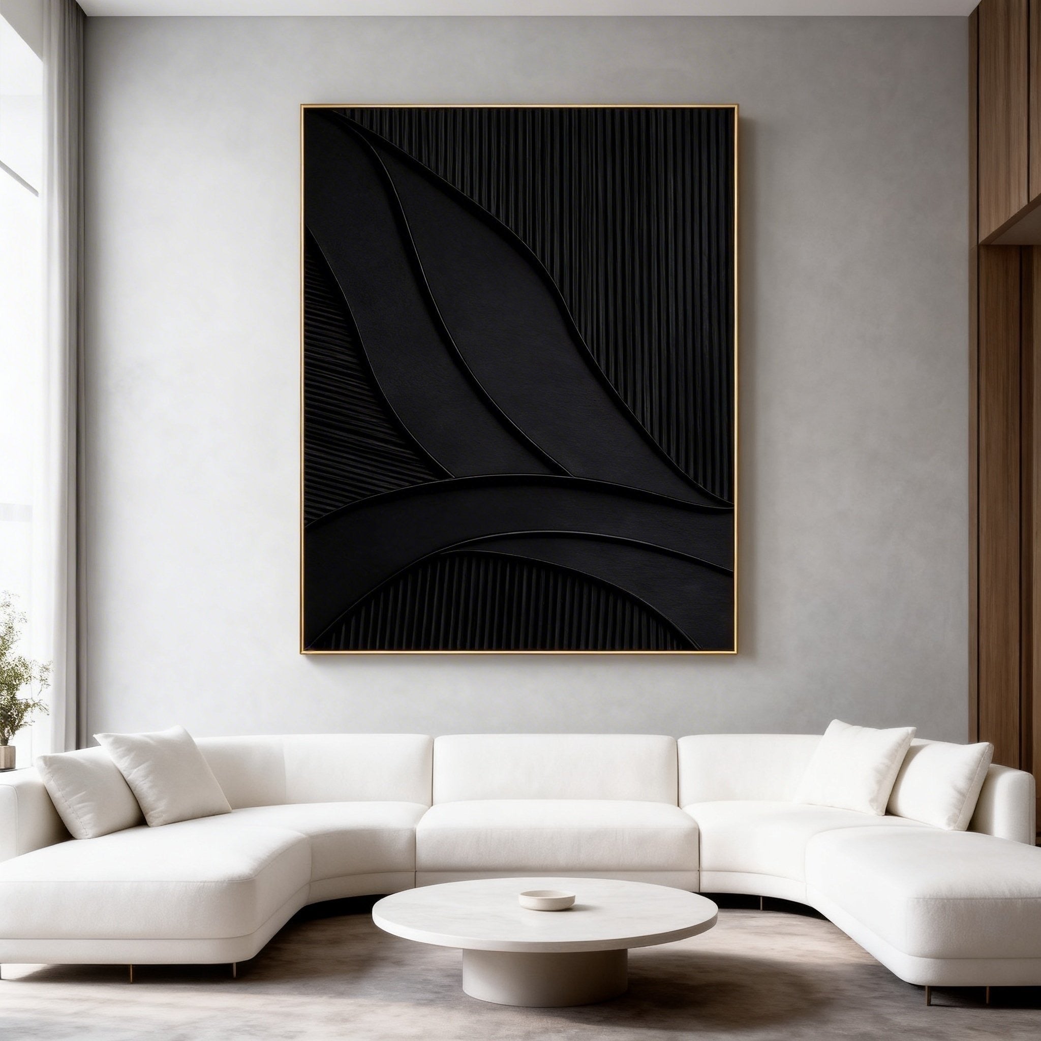 Black Abstract Modernist Textured Art #SMC 025