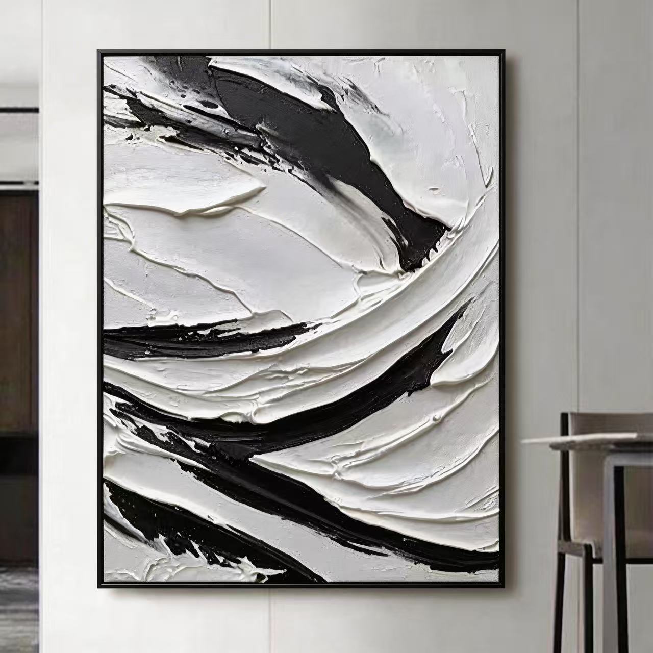 Black and white Minimalist Abstract Painting #SMC 005