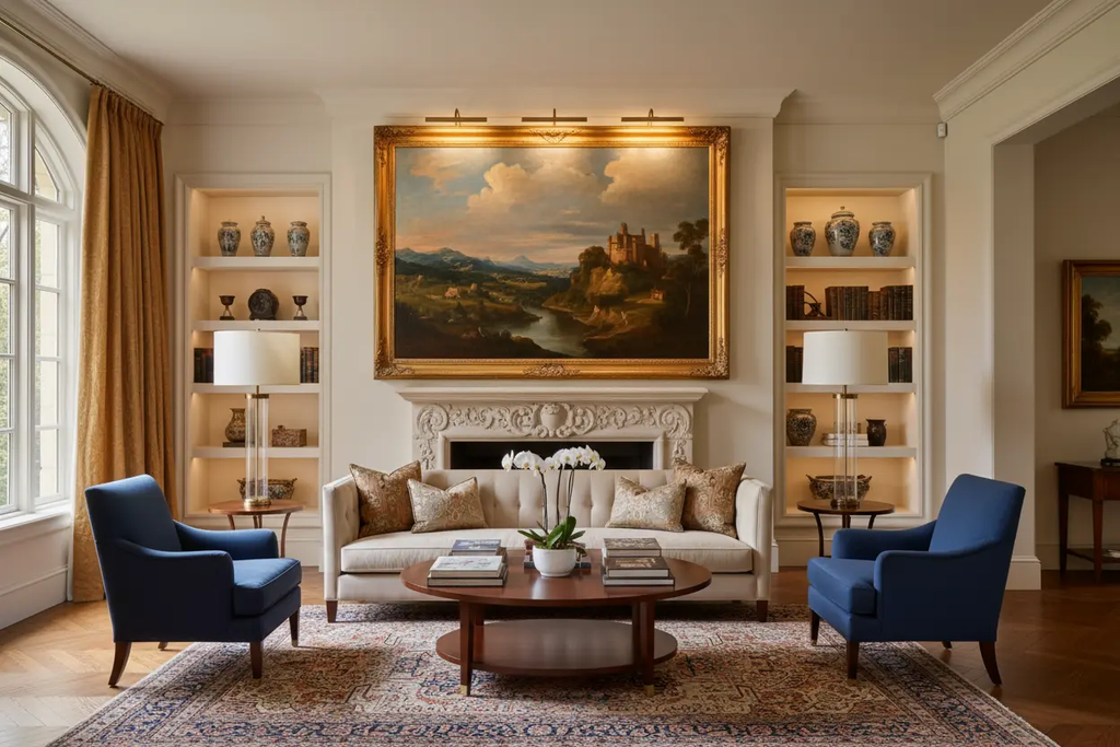 living room 要求油画在突出的位置